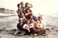 The Triplex gang, UCSD college roomates at Del Mar CA beach. 1976